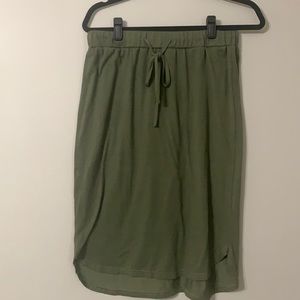 Tickled Teal Olive Green Athletic Style Drawstring Waist Skirt